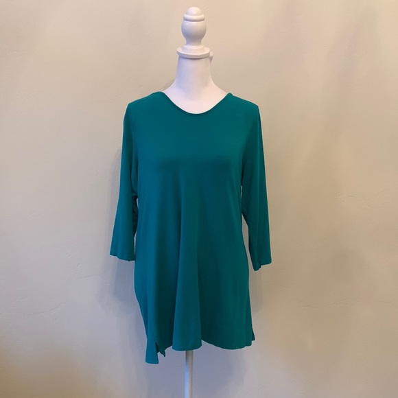J.Jill Tunic Long Sleeve Top ; Wearever Collection. Petite Medium. Greenish teal - Picture 1 of 7